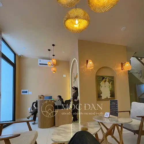 Đèn mây tre spa đèn gội đầu dưỡng sinh