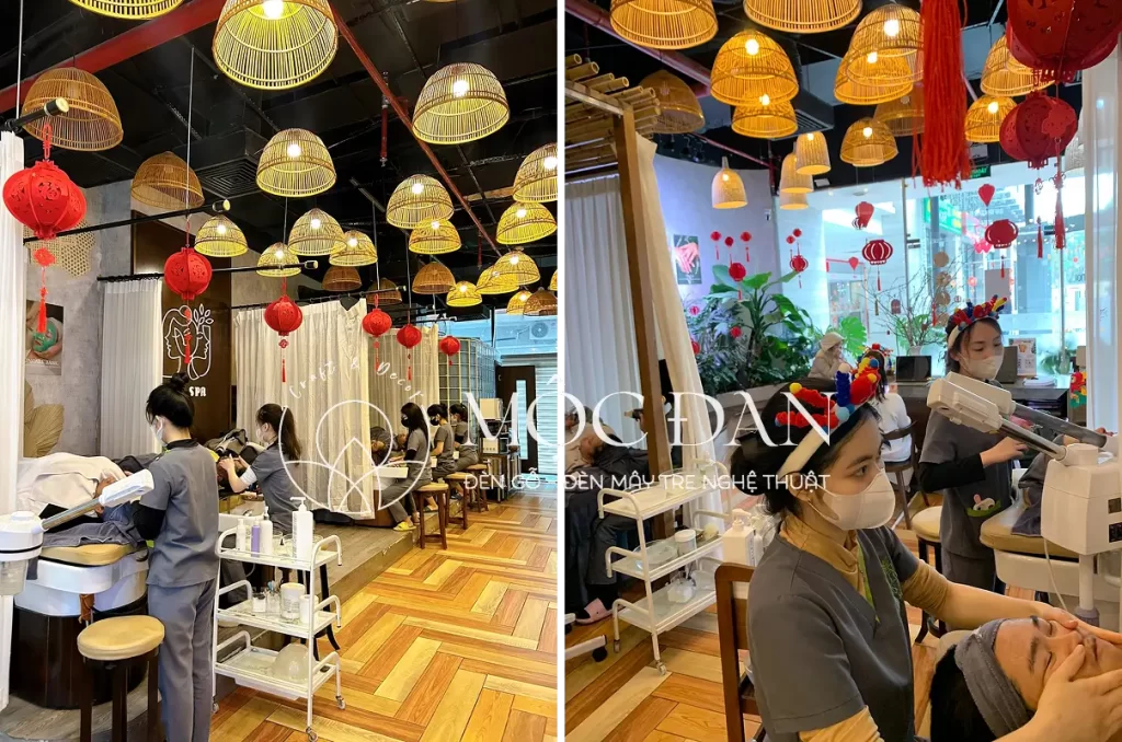 den tre trang tri spa