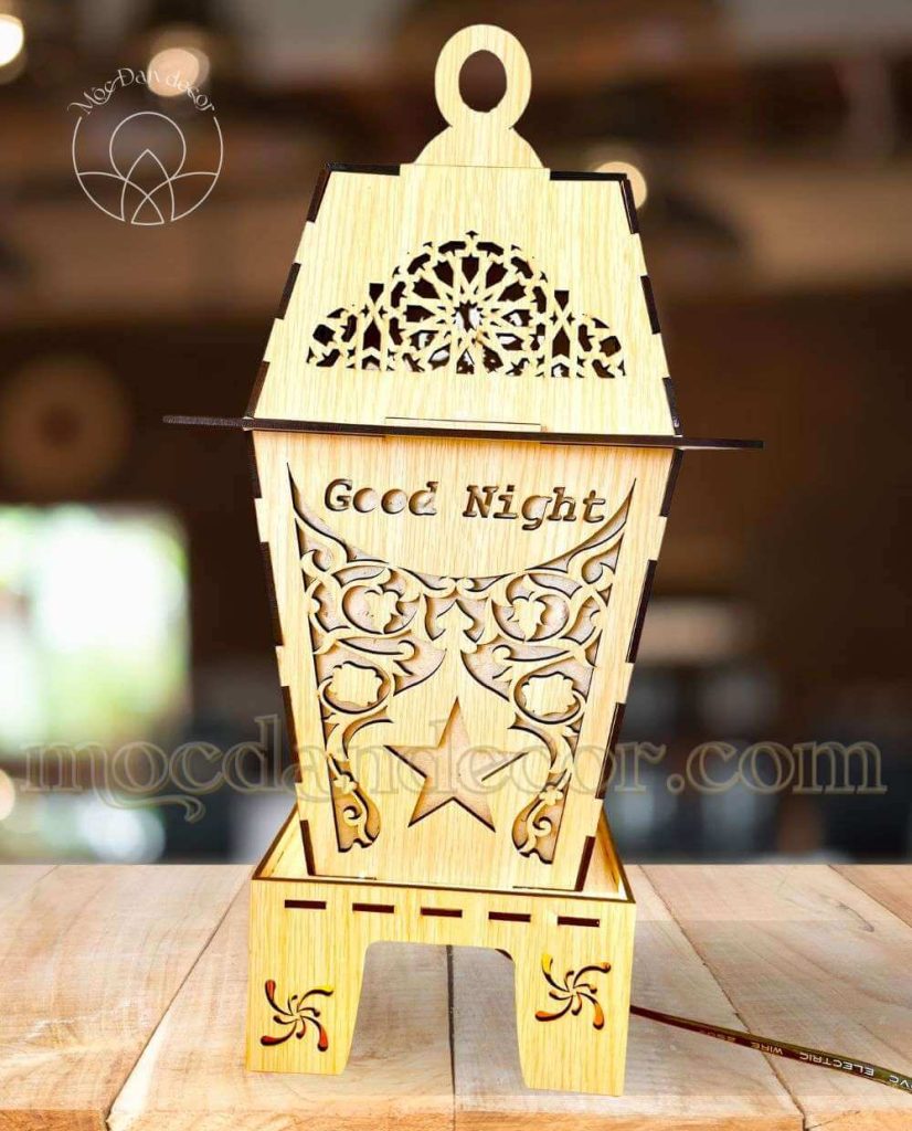 500+ Mẫu Đèn Trang Trí Quán Cafe Đẹp – Sang Trọng & Tiết Kiệm Điện 22 Đèn bàn hình cái chuông bằng gỗ