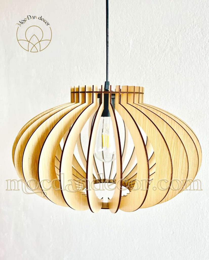 500+ Mẫu Đèn Trang Trí Quán Cafe Đẹp – Sang Trọng & Tiết Kiệm Điện 14 Lồng đèn gỗ ép kiểu Trung Hoa
