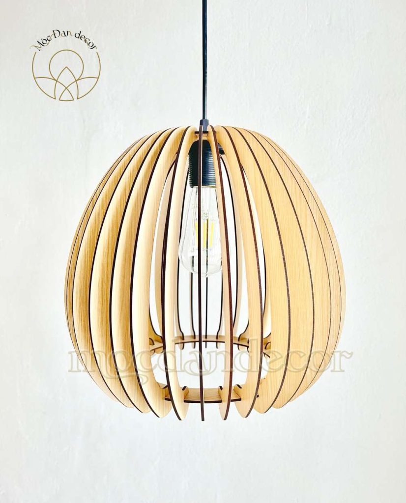 500+ Mẫu Đèn Trang Trí Quán Cafe Đẹp – Sang Trọng & Tiết Kiệm Điện 21 Đèn gỗ trang trí nghệ thuật hình trái lê