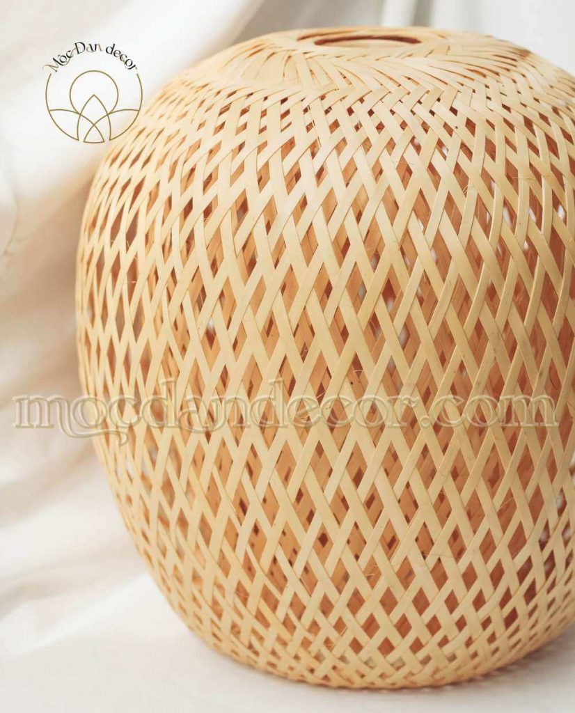 Các Mẫu Đèn Mây Tre Đan Phổ Biến Nhất Hiện Nay 8 Đèn tre đan trái táo hai lớp phi 25