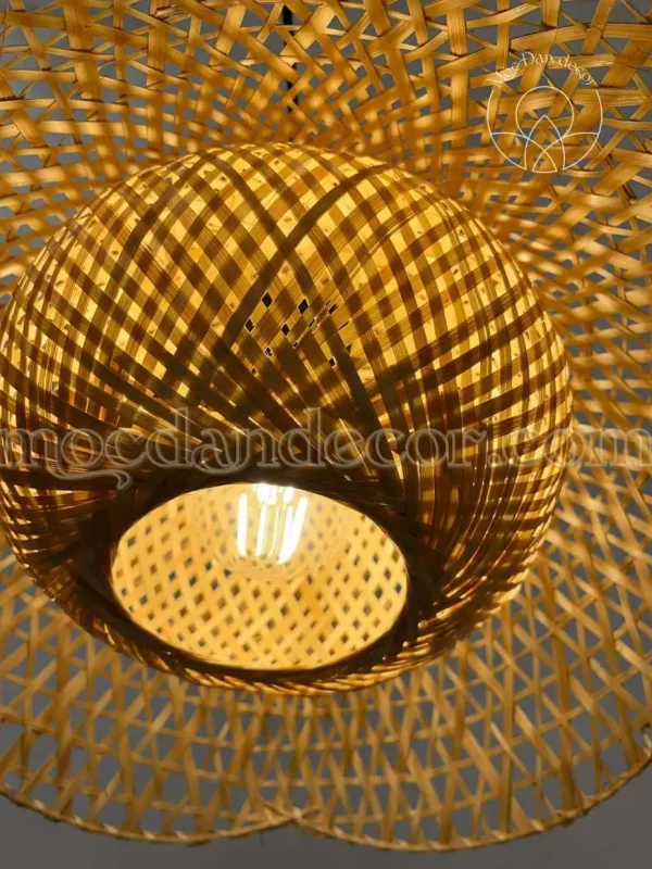 Đèn mây tre đan Mộc Đan Decor 112 Đèn nan tre hình bông hoa trang trí
