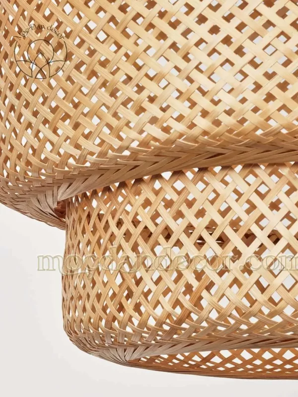 Đèn mây tre đan Mộc Đan Decor 102 Đèn tre trang trí nhà hàng trụ ba tầng