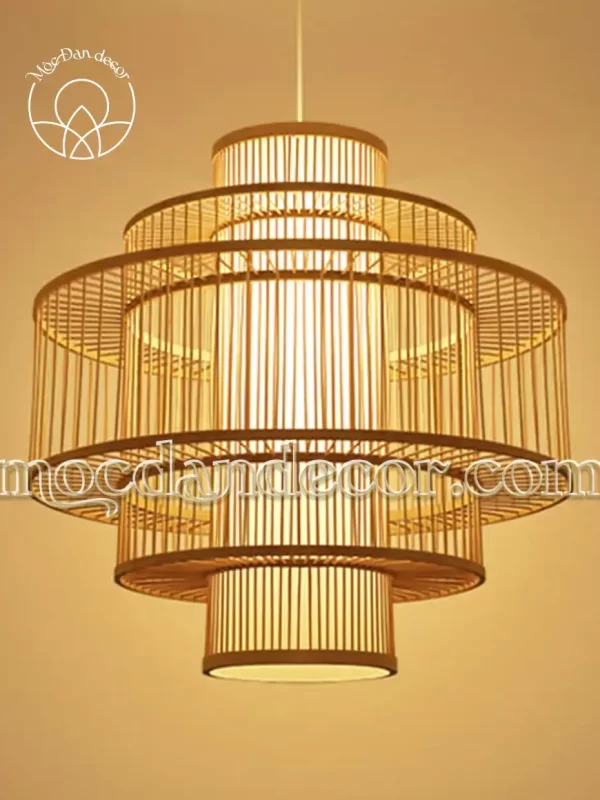 Đèn mây tre đan Mộc Đan Decor 117 Đèn treo nhà hàng sang trọng