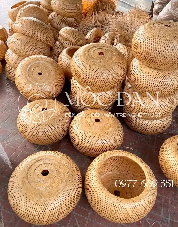 Đèn mây tre đan bí ngô loại 1 Mộc Đan Decor