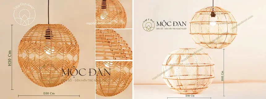 Lồng đèn mây tre đan cao cấp - Mộc Đan Decor