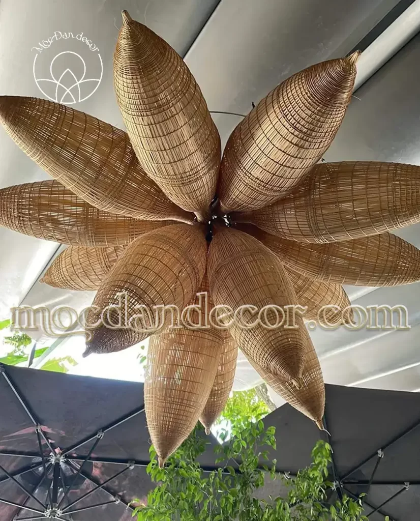 500+ Mẫu Đèn Trang Trí Quán Cafe Đẹp – Sang Trọng & Tiết Kiệm Điện 12 đèn chùm tre hạt gạo mẫu 1