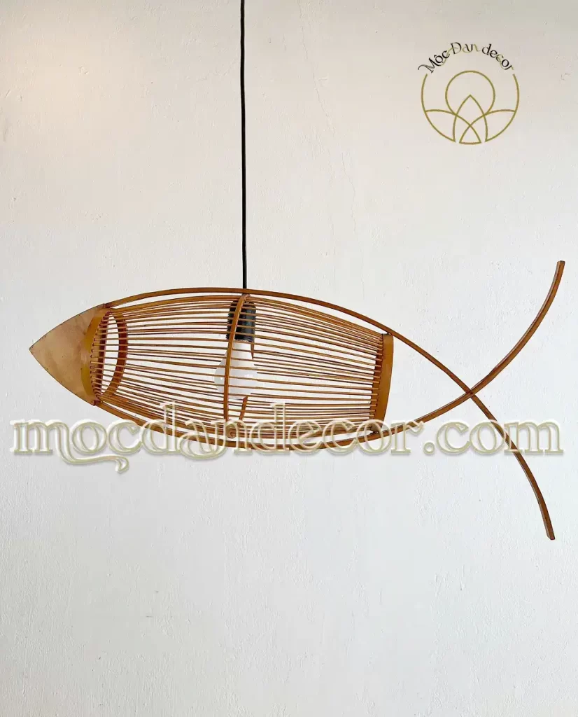 Top 10 Đèn Tre Trang Trí Mái Hiên - Rẻ + Bền + Đẹp 11 Đèn tre con cá