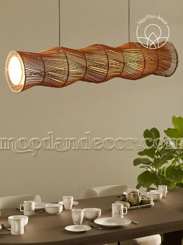 Đèn mây ống xoắn cao cấp 34 Đèn mây tre đan ống xoắN Mộc Đan Decor