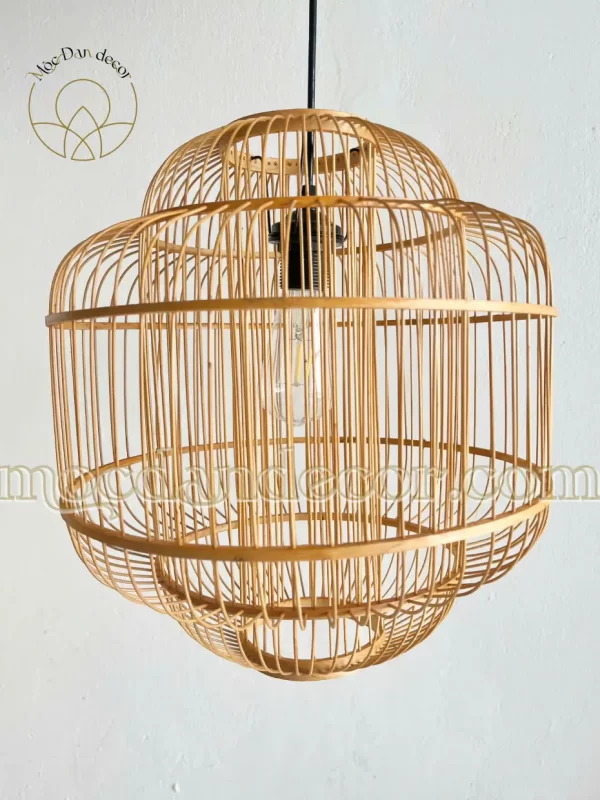 Đèn lồng tre dáng trụ tầng hai lớp