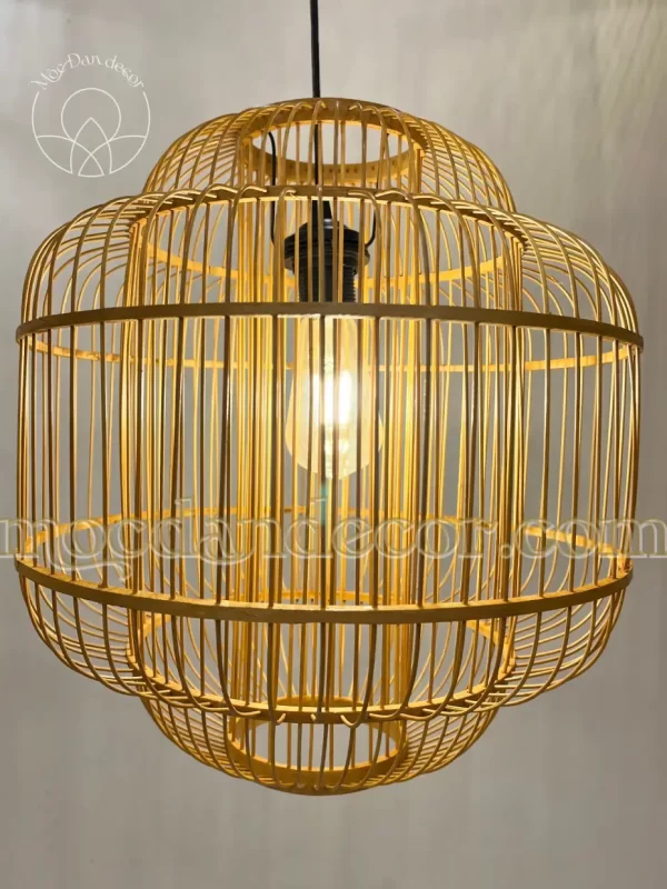 Đèn lồng tre dáng trụ tầng hai lớp Mộc Đan Decor