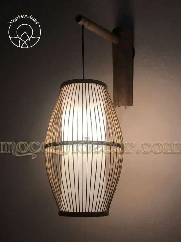 Đèn tre treo tường quả trám có ống tản 30 MDT002 1