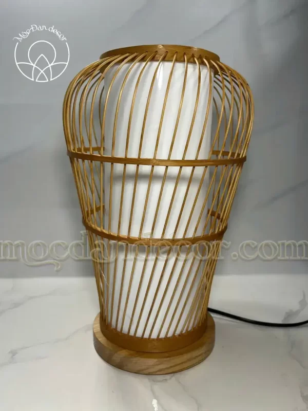 Đèn bàn chân gỗ tăm tre hình chum 5 MDT013 1